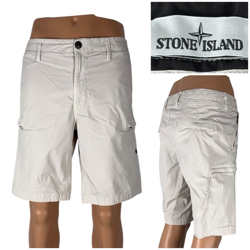 Stone Island Mens 36 Type SL Cargo Shorts Stone Cotton Blend Stretch Outdoors